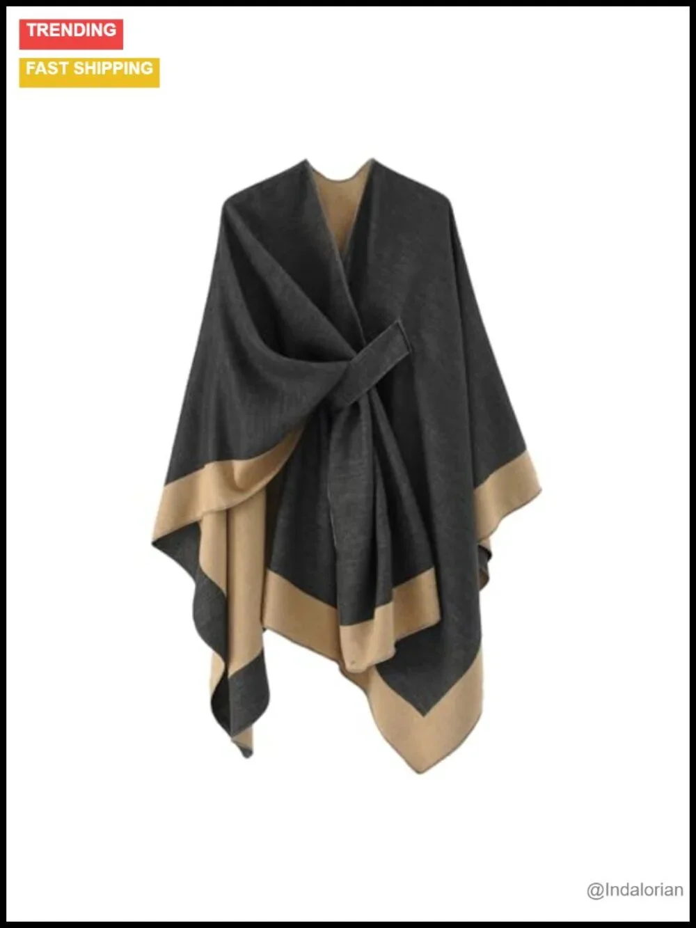 Women's Plaid Poncho Shawl Wrap Ruana Cape Oversized Cozy Cardigan Open Front